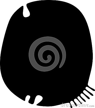 Black silhouette of animal cell with cilia and pinocytotic vesicle Vector Illustration